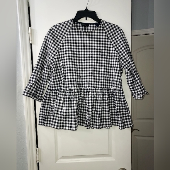 VICTORIA BECKHAM PLAID PEPLUM TOP (Medium) - Picture 2 of 2